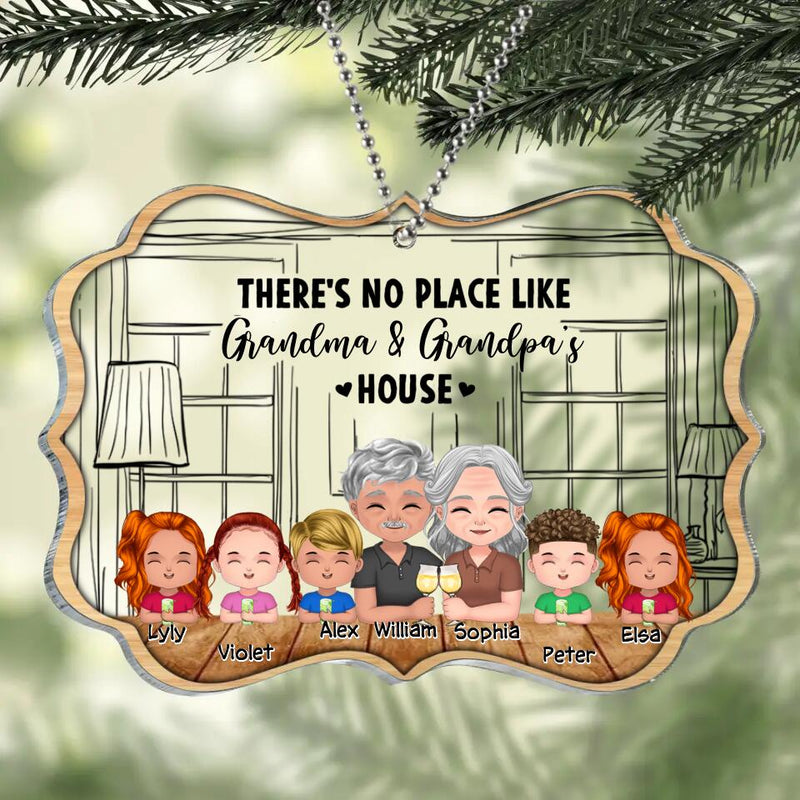 Personalized Grandma & Grandpa's House Acrylic Ornament - Grandparents With Up to 5 Kids - Gift Idea For Grandparent - There's No Place Like Grandma & Grandpa's House