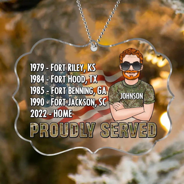 Custom Personalized Veteran Acrylic Ornament - Christmas Gift Idea For Veteran - Proudly Served