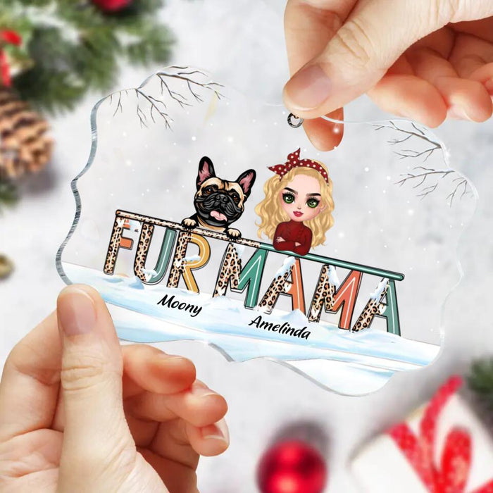 Custom Personalized Dog/Cat Mom Rectangle Acrylic Ornament - Gift Idea For Dog/Cat Lovers - Up To 5 Cats/Dogs - Fur Mama