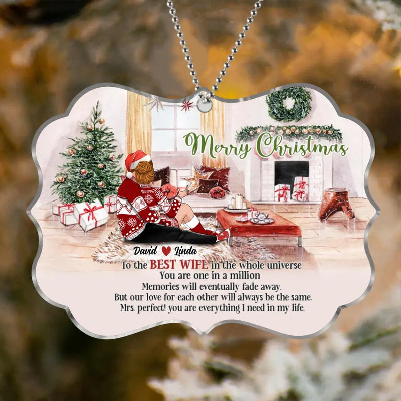 Personalized Hugging Couple Xmas Rectangle Ornament - Gift Idea For Couple - To The Best Wife In The Whole Universe