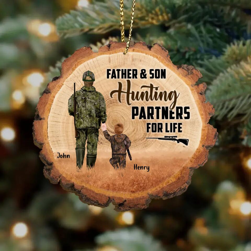 Personalized Hunting Wooden Ornament - Gift Idea For Hunting Lover/Family Members - Father & Son Hunting Partners For Life