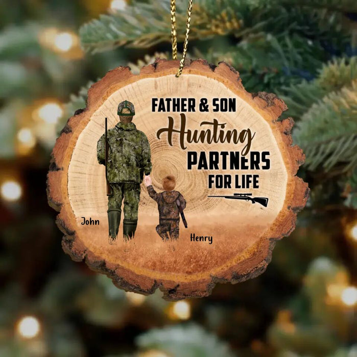 Custom Personalized Hunting Wooden Ornament - Gift Idea For Hunting Lover/Family Members - Father & Son Hunting Partners For Life
