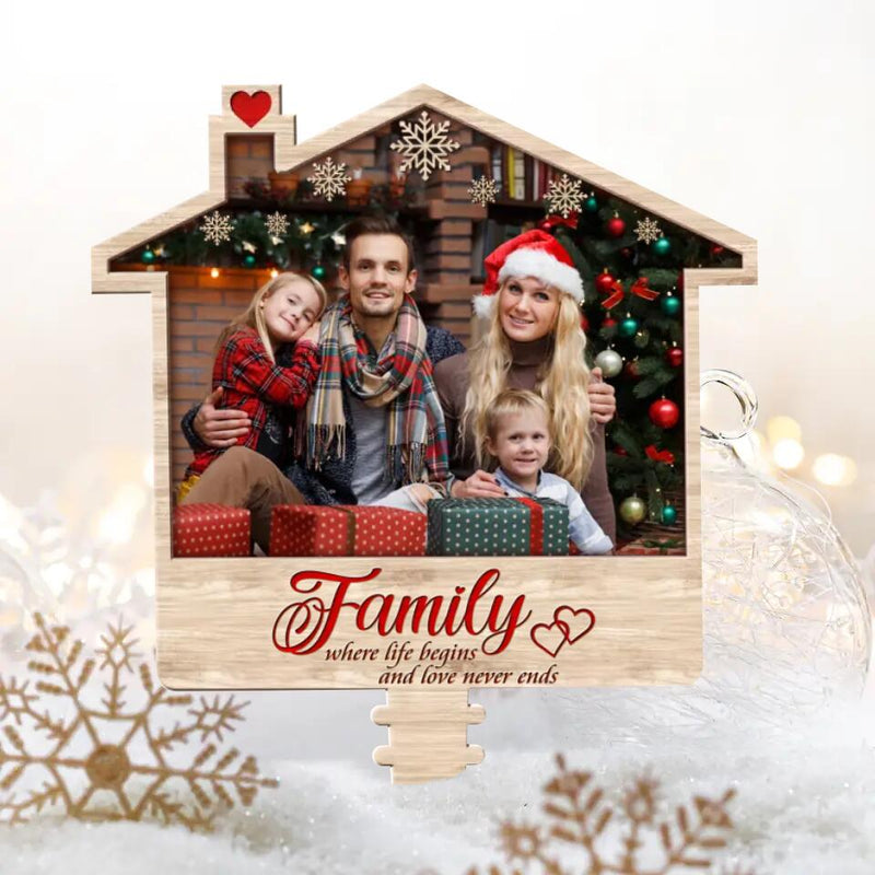 Personalized Family Photo Tree Topper - Christmas Gift Idea For Family - Family Where Life Begins And Love Never Ends