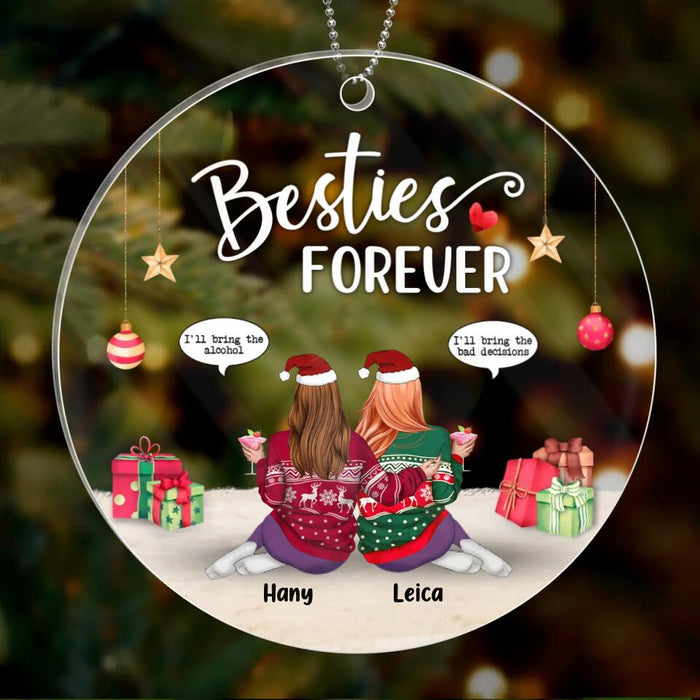 Custom Personalized Xmas Besties Circle Ornament - Gift Idea For Friends - Besties Forever