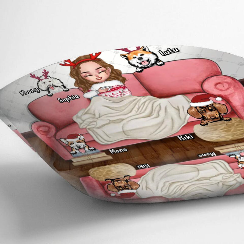 Personalized Dog Mom Xmas Pillow Cover - Gift Idea For Dog Lovers - Up to 4 Dogs - Born To Be A Stay-At-Home Dog Mom Forced To Go To Work