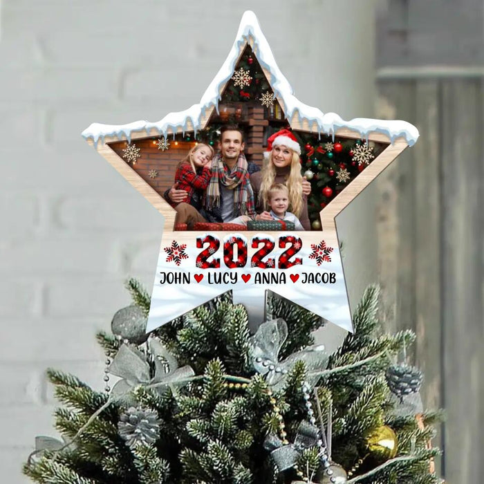 Custom Personalized Family Photo Star Tree Topper - Christmas Gift Idea for Family