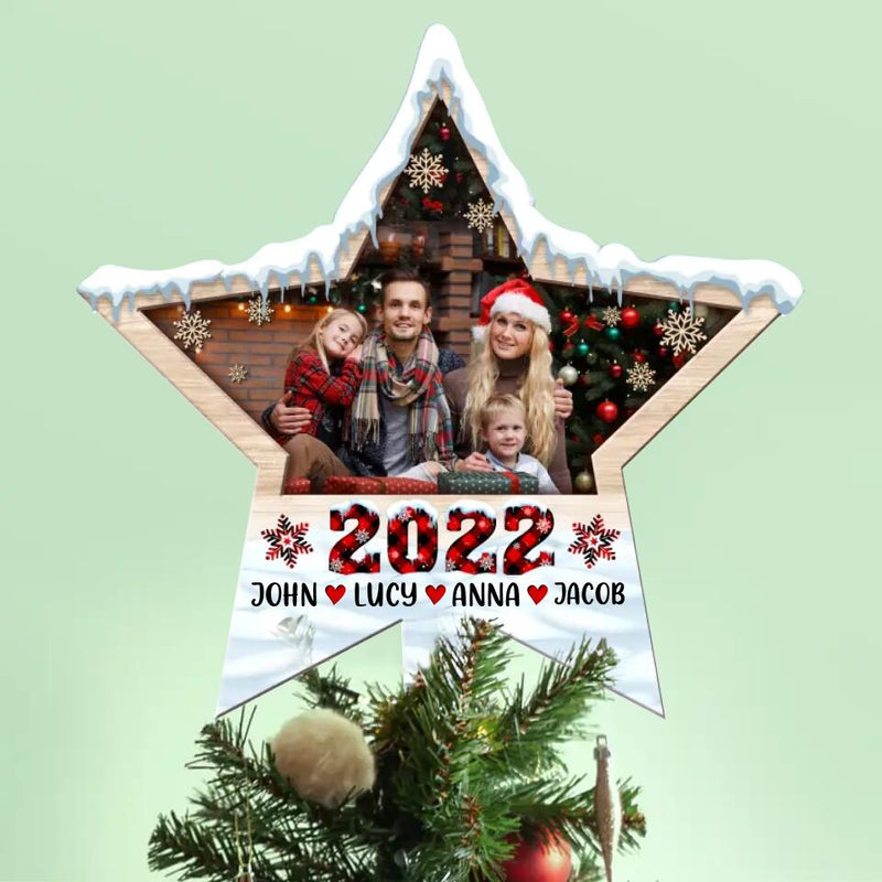 Personalized Family Photo Star Tree Topper - Christmas Gift Idea for Family