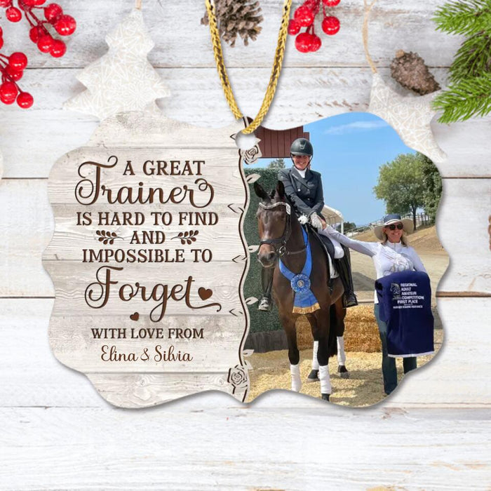 Custom Personalized Horse Trainer Rectangle Wooden Ornament - Gift For Horse Trainer Equestrian - A Great Trainer Is Hard To Find And Impossible To Forget