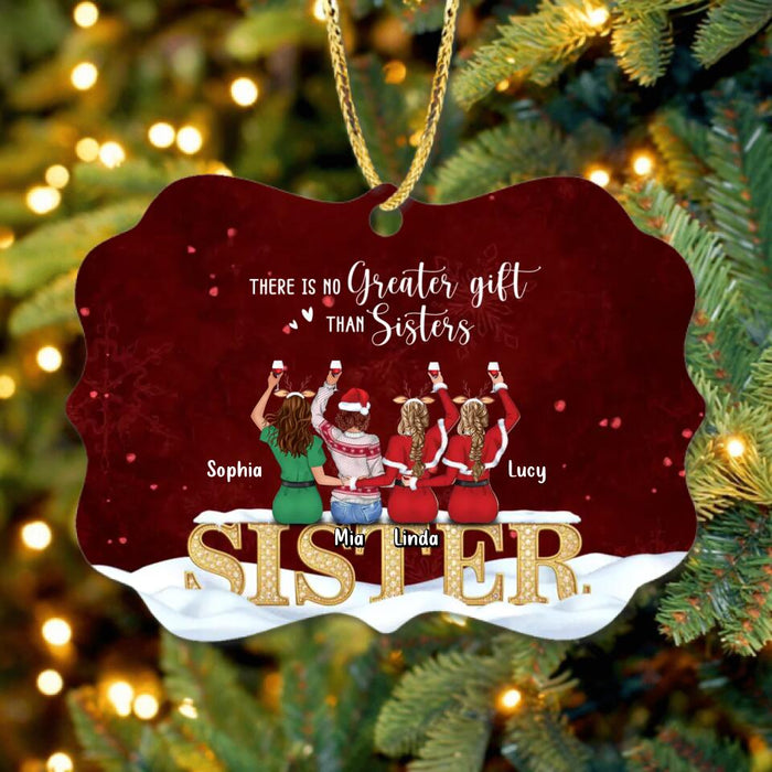 Custom Personalized Besties/Sisters Xmas Rectangle Wooden Ornament - Gift Idea For Best Friends - Upto 4 Friends - There Is No Greater Gift Than Sisters