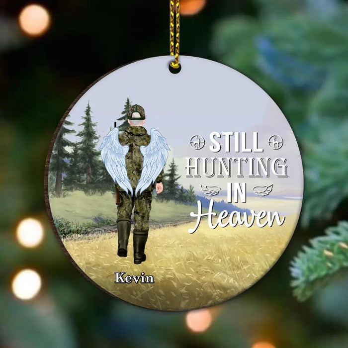 Custom Personalized Memorial Hunting Wooden Ornament - Upto 3 People - Memorial Gift Idea For Hunting Lovers - Still Hunting In Heaven