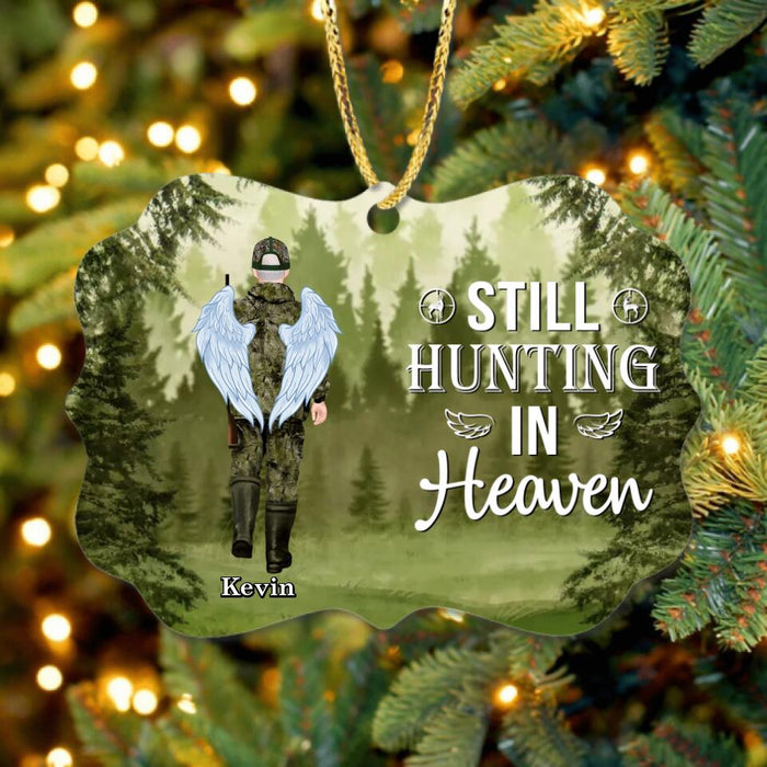 Custom Personalized Memorial Hunting Wooden Ornament - Upto 3 People - Memorial Gift Idea For Hunting Lovers - Still Hunting In Heaven