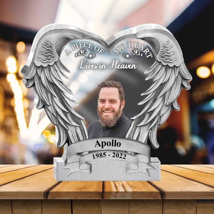Custom Personalized Memorial Acrylic Plaque - Upload Photo - Remembrance Gift For Family Member - A Piece Of My Heart Lives In Heaven