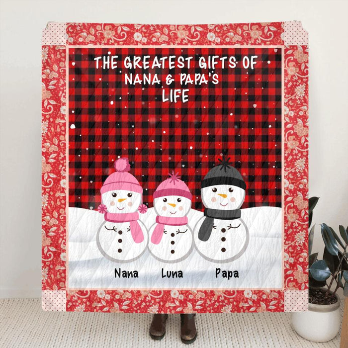 Custom Personalized Grandparents & Grandkids Quilt/Single Layer Fleece Blanket - Gift Idea For Christmas/Grandparents - Grandparents With Up To 20 Grandkids - The Greatest Gifts Of Nana & Papa's Life