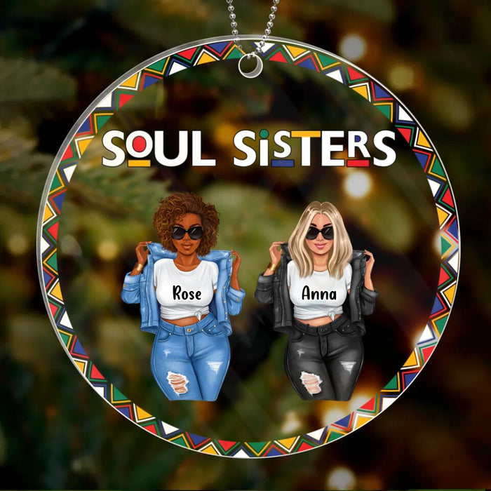 Custom Personalized Best Sisters/Friends Circle Acrylic Ornament - Gift Idea For Sisters/Besties - Upto 5 People - Soul Sisters