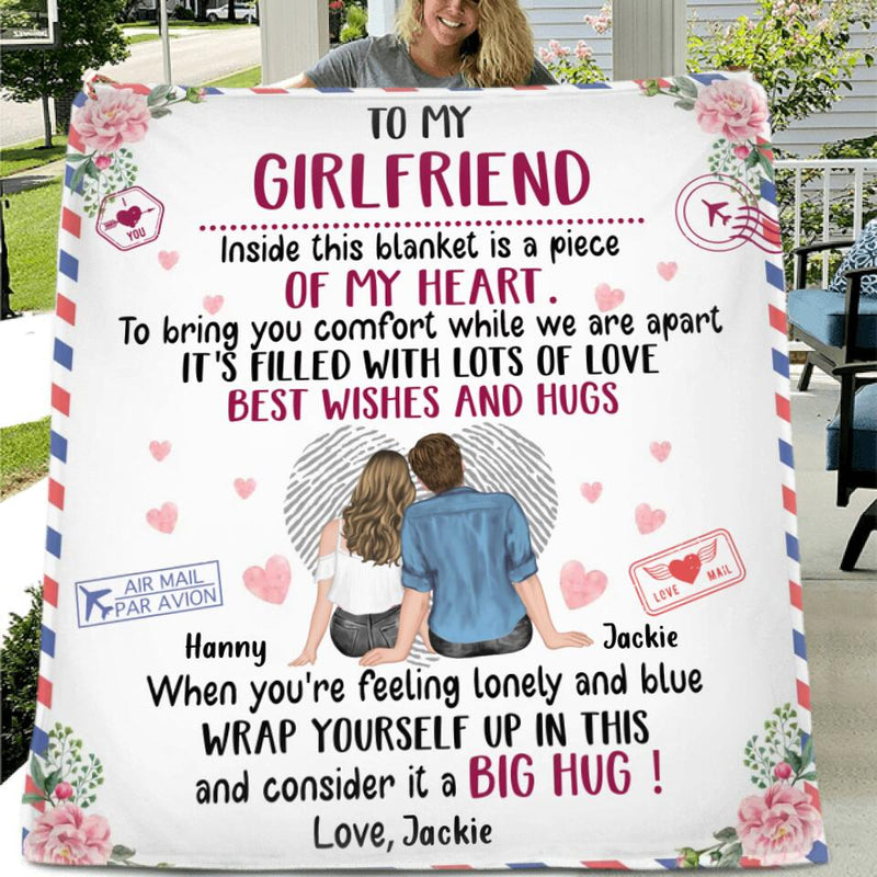 Personalized To My Girlfriend/Wife Quilt/Fleece Throw Blanket - Gift Idea For Couple/Wife/Girlfriend - Inside This Blanket Is A Piece Of My Heart