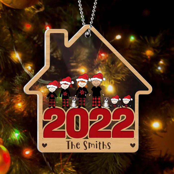 Custom Personalized 2022 Christmas Family Cartoon Acrylic Ornament - Christmas Gift Idea For Couple/ Family