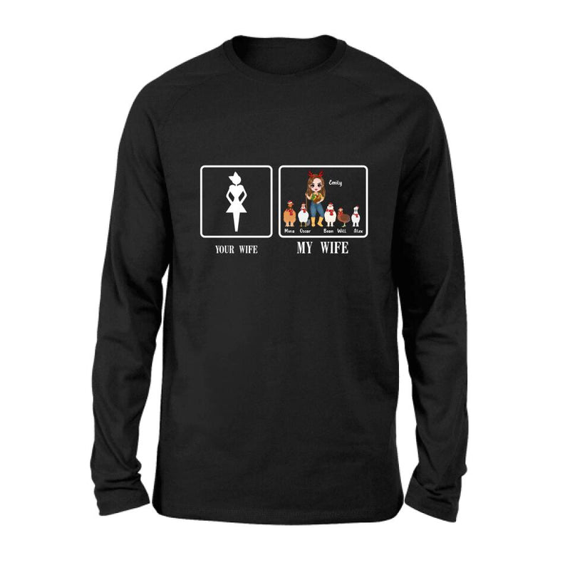 Custom Personalized My Wife T-shirt/ Long Sleeve/ Sweatshirt/ Hoodie - Gift Idea For Husband/ Wife/ Chicken Lover - Your Wife My Wife