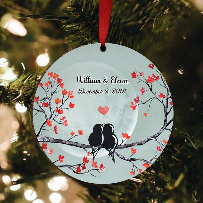 Custom Personalized Couple Circle Wooden Ornament - Gift Idea For Family/Couple