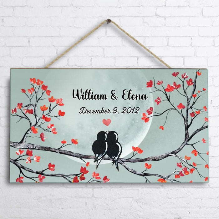 Custom Personalized Couple Rectangle Wooden Sign - Gift Idea For Family/Couple