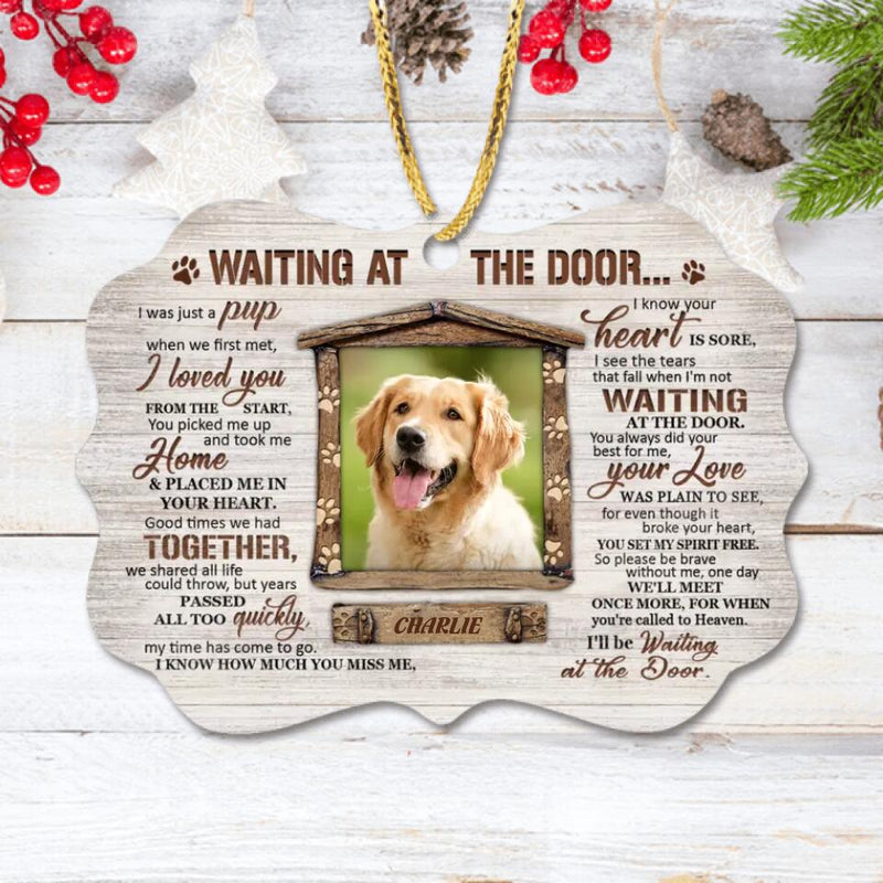 Personalized Dog Photo Ornament - Gift Idea For Dog Owner/Christmas - I'll Be Waiting At The Door