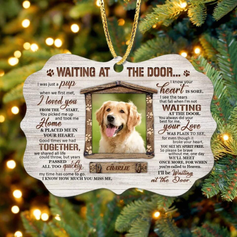Personalized Dog Photo Ornament - Gift Idea For Dog Owner/Christmas - I'll Be Waiting At The Door