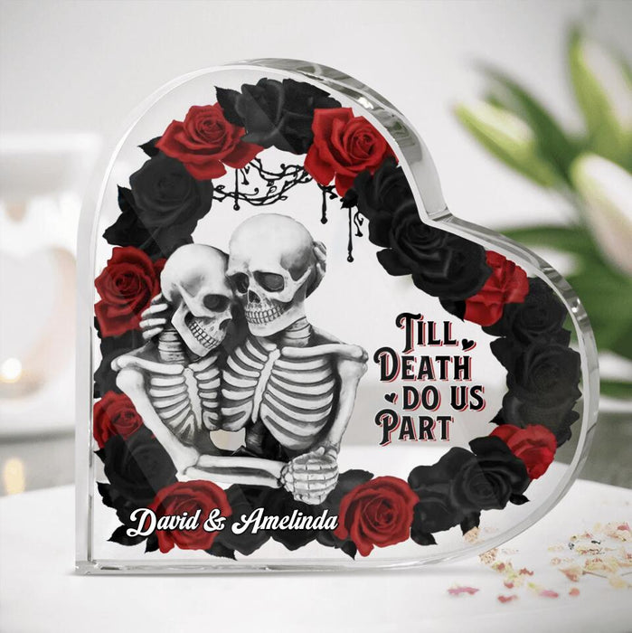 Custom Personalized Memorial Couple Crystal Heart  - Memorial Gift Idea - Till Death Do Us Part