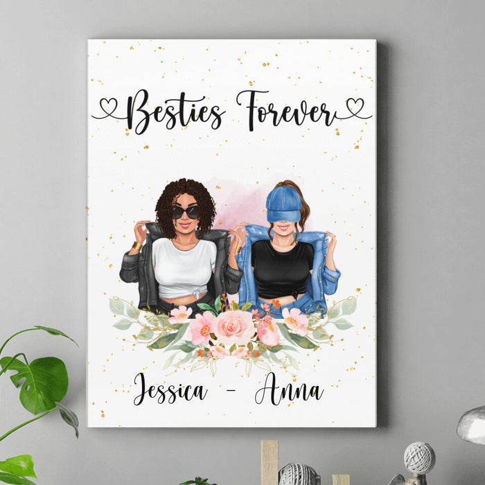 Custom Personalized Besties Vertical Canvas - Gift For Best Friends - Besties Forever