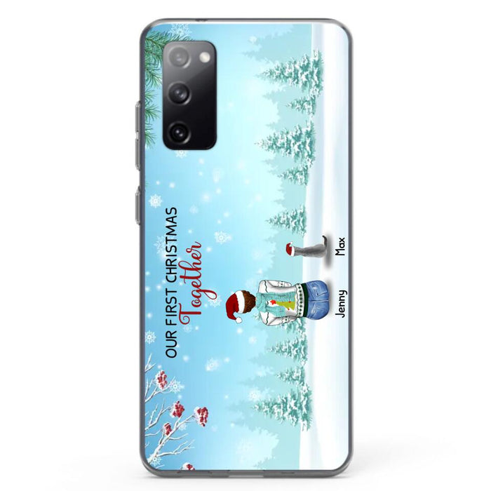 Custom Personalized Christmas Family Phone Case - Best Gift Idea For Christmas/Family With Up To 3 Kids & 3 Pets - Our First Christmas Together - Cases For iPhone & Samsung