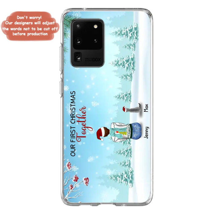 Custom Personalized Christmas Family Phone Case - Best Gift Idea For Christmas/Family With Up To 3 Kids & 3 Pets - Our First Christmas Together - Cases For iPhone & Samsung