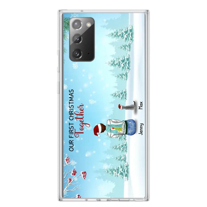 Custom Personalized Christmas Family Phone Case - Best Gift Idea For Christmas/Family With Up To 3 Kids & 3 Pets - Our First Christmas Together - Cases For iPhone & Samsung