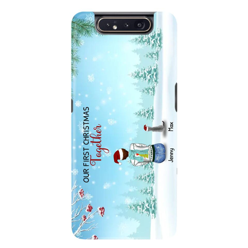 Custom Personalized Christmas Family Phone Case - Best Gift Idea For Christmas/Family With Up To 3 Kids & 3 Pets - Our First Christmas Together - Cases For iPhone & Samsung