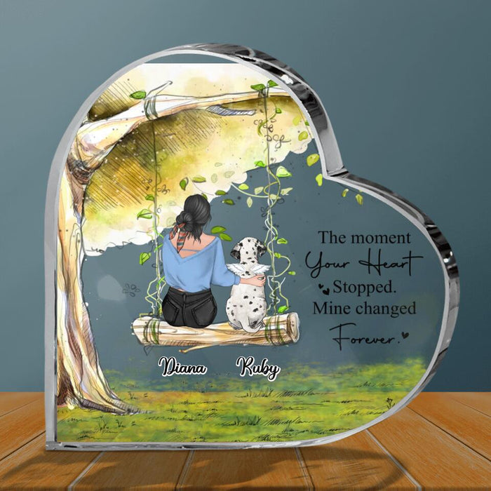 Custom Personalized Memorial Pet Mom Crystal Heart - Upto 3 Pets - Memorial Gift Idea For Dog/Cat  Owners - The Moment Your Heart Stopped Mine Changed Forever