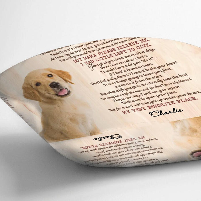 Custom Personalized Memorial Pet Photo Quilt/Fleece Blanket/Pillow Cover - Gift Idea For Dog/Cat Lovers - Don't Cry Sweet Mama