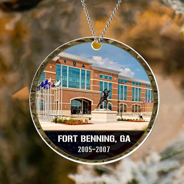 Custom Personalized Military Base Photo Acrylic Ornament - Christmas Gift Idea For Veteran