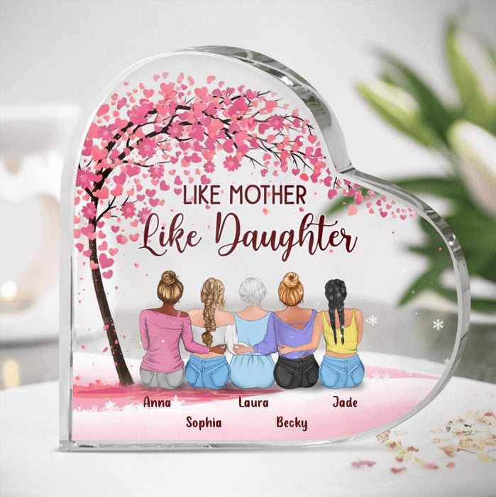 Custom Personalized Mom & Daughters Crystal Heart - Gift Idea For Mom/ Mother's Day Gift Idea - Upto 4 Daughters - Like Mother Like Daughter