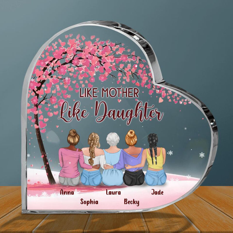 Personalized Mom & Daughters Crystal Heart - Gift Idea For Mom/Mother's Day Gift Idea - Up to 4 Daughters - Like Mother Like Daughter