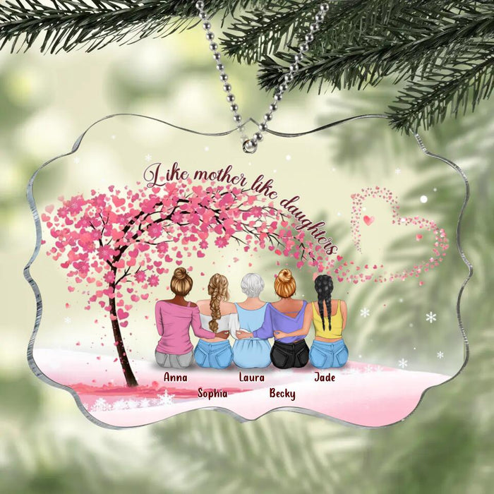 Custom Personalized Mom & Daughters Rectangle Acrylic Ornament - Gift Idea For Mom/ Mother's Day Gift Idea - Upto 4 Daughters - Like Mother Like Daughter