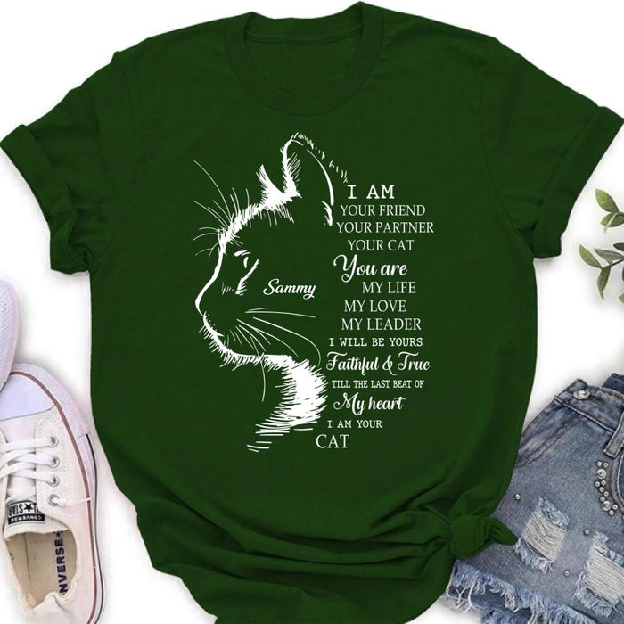 Custom Personalized Cat T-shirt/ Long Sleeve/ Sweatshirt/ Hoodie - Gift Idea For Cat Lover - I Am Your Friend Your Partner Your Cat