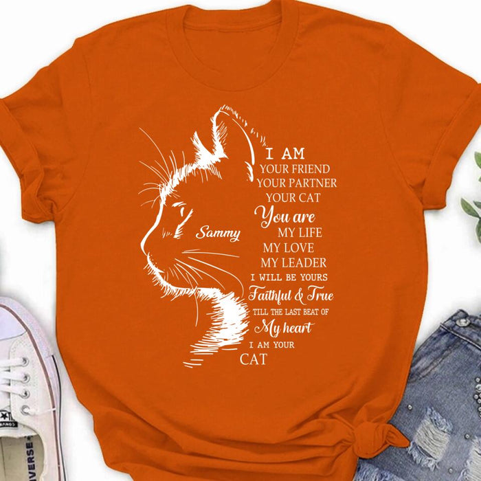 Custom Personalized Cat T-shirt/ Long Sleeve/ Sweatshirt/ Hoodie - Gift Idea For Cat Lover - I Am Your Friend Your Partner Your Cat