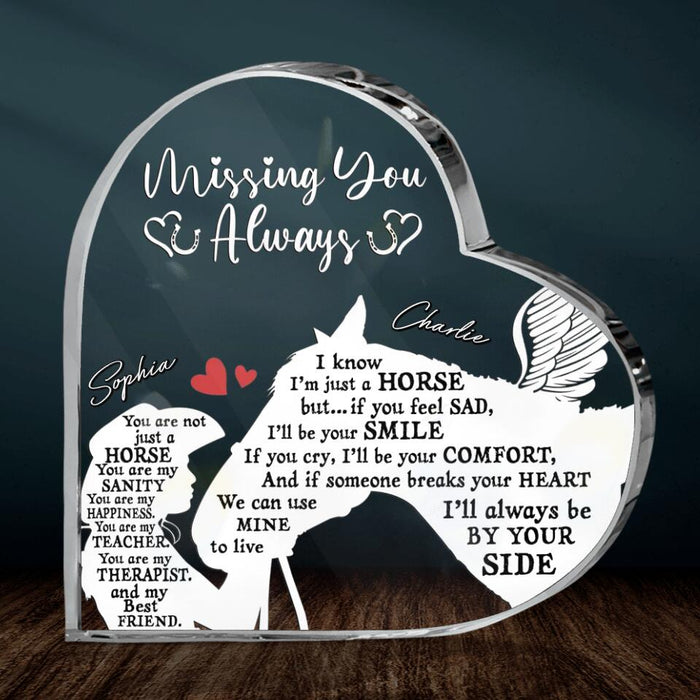 Custom Personalized Horse Mom Crystal Heart -  Memorial Gift For Horse Owners - Missing You Always