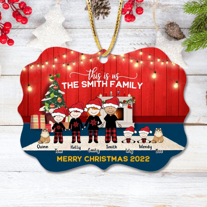 Custom Personalized Family With Kid Christmas Ornament - Christmas Gift Idea For Family/ Dog/Cat Lover - Upto 4 Kids And 3 Pets - This Is Us Merry Christmas 2022