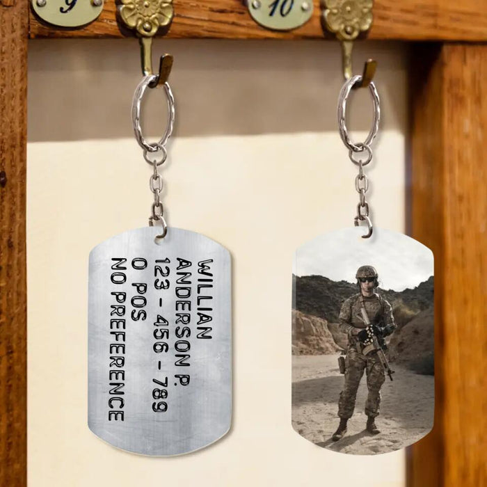 Custom Personalized Veteran Photo Aluminium Keychain - Gift Idea For Veteran