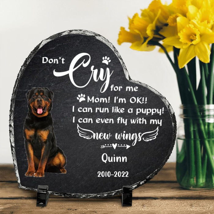 Custom Personalized Dog Photo Heart Lithograph - Memorial Gift For Dog Owners - Don't Cry For Me Mom