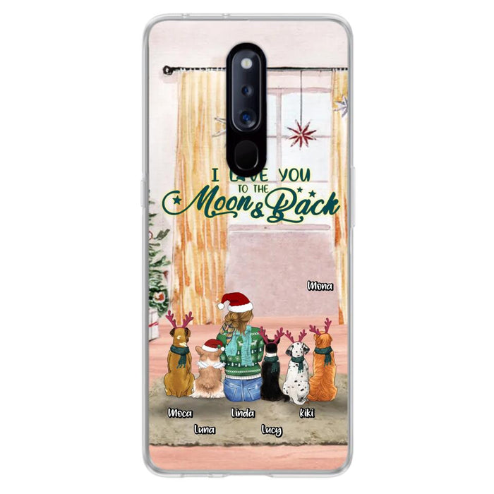 Custom Personalized Christmas Dog Mom Phone Case - Upto 5 Dogs - Gift Idea For Dog Lover/Dog Mom - I Love You To The Moon & Back - Case For Oppo, Xiaomi & Huawei