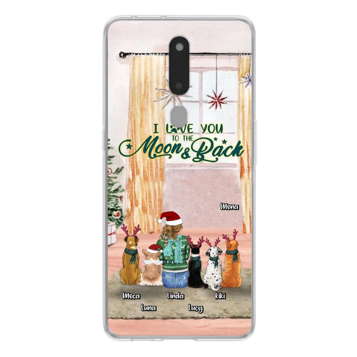 Custom Personalized Christmas Dog Mom Phone Case - Upto 5 Dogs - Gift Idea For Dog Lover/Dog Mom - I Love You To The Moon & Back - Case For Oppo, Xiaomi & Huawei