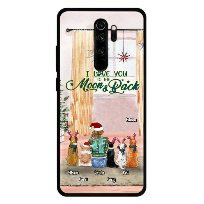 Custom Personalized Christmas Dog Mom Phone Case - Upto 5 Dogs - Gift Idea For Dog Lover/Dog Mom - I Love You To The Moon & Back - Case For Oppo, Xiaomi & Huawei