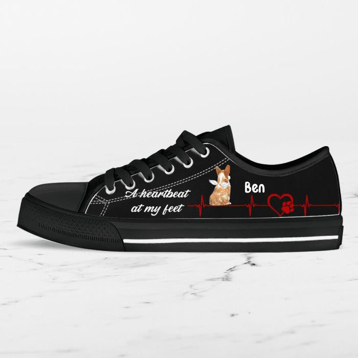 Custom Personalized Dog Sneakers - Gift Idea For Dog Lovers - Upto 3 Dogs - A Heart Beat At My Feet