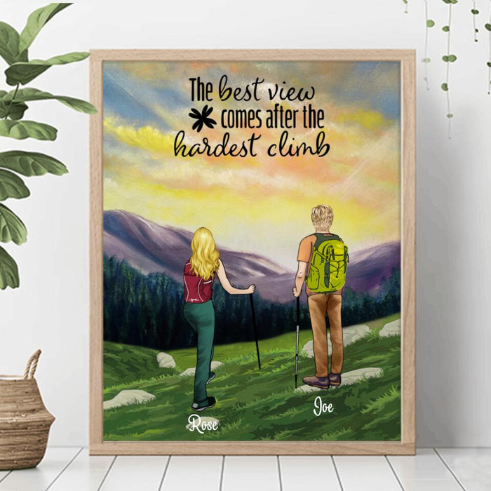 Custom Personalized Hiking Poster - Gift For Hiking Lovers - The best view comes after hardest climb