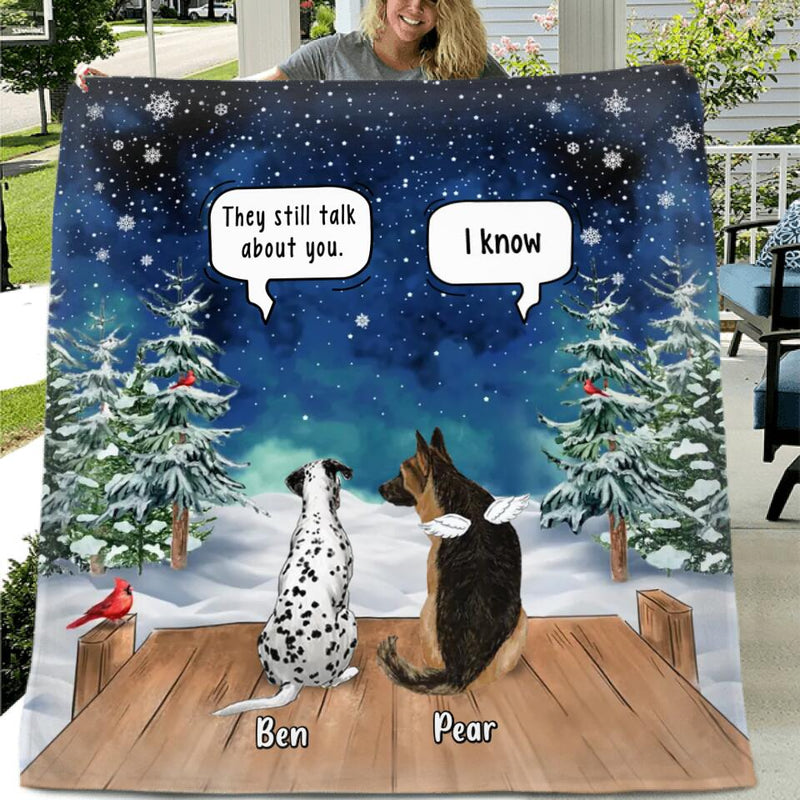 Personalized Memorial Pet Fleece Throw Blanket/Quilt/Pillow Cover - Up to 5 Pets - Memorial Gift Idea For Dog/Cat Lovers - They Still Talk About You