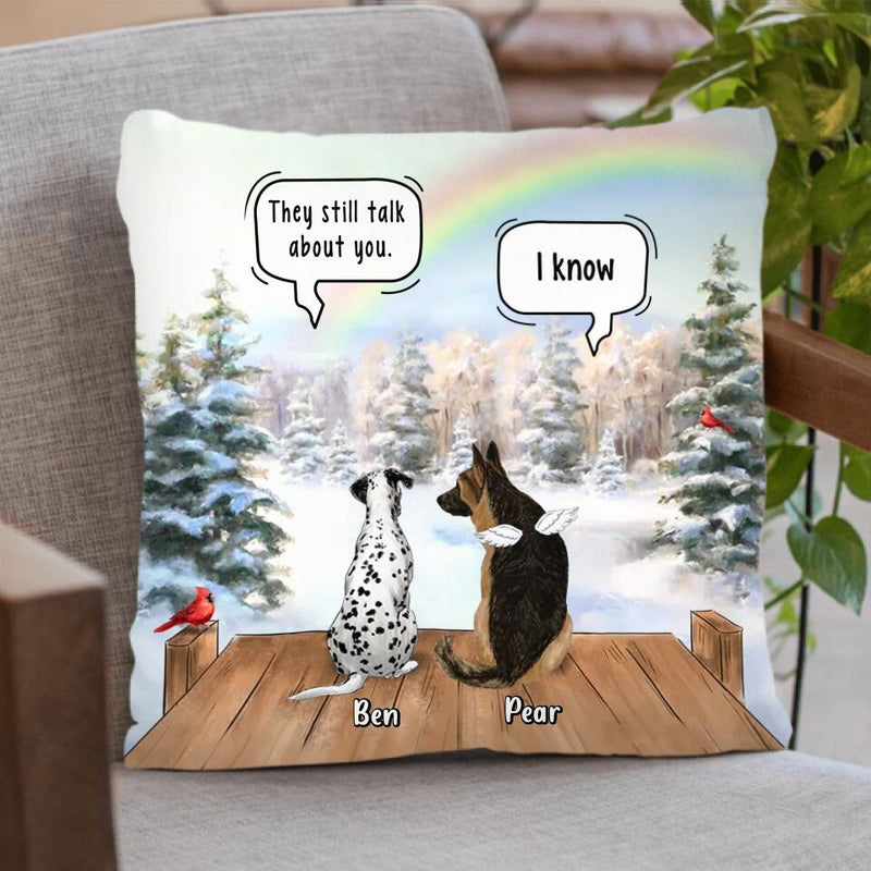 Personalized Memorial Pet Fleece Throw Blanket/Quilt/Pillow Cover - Up to 5 Pets - Memorial Gift Idea For Dog/Cat Lovers - They Still Talk About You